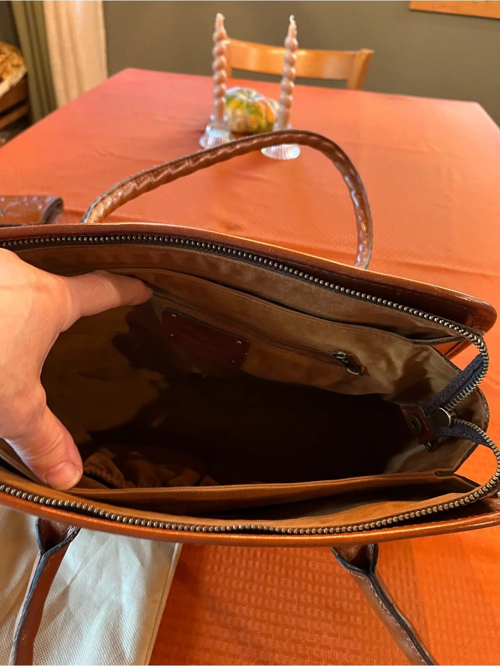 Patricia Nash Embossed Brown Leather Shoulder Bag